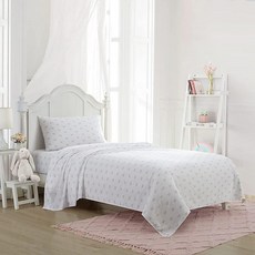 Laura Ashley 아동용 - 아동용 시트 세트 매우 부드럽고 통기성이 좋은 유아용 침구 매칭 베개 커버 주름 방지 이상적인 여아 방 필수품 플러터리 프렌즈 핑크