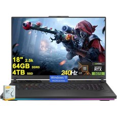 ASUS ROG Strix G18 G814 게이밍 노트북 | 18인치 2560x1600 240Hz 100% DCI-P3 AMD 16코어 Ryzen 9 9955HX (i9-14, 64GB DDR5 I 4TB SSD, AMD Ryzen 9 & Win11 Pro