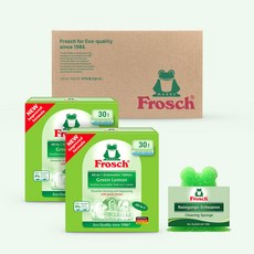 Frosch 小綠蛙 德國洗碗機清潔錠 30入+青蛙造型清潔刷, 洗碗機清潔劑 2 個檸檬 + 青蛙洗滌器