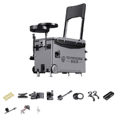 YEYINGZHE 野營者 多功能釣魚箱 35L大容量 可坐釣魚椅 附釣魚架砲台, 1個, 火山灰35L/旗艦配置, 火山灰