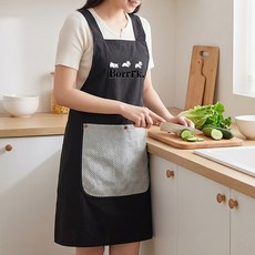 돌아라 예쁜 주방 방수 앞치마, 1개, 블랙