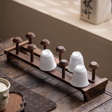 中式胡桃木茶杯架, 商品主圖, 1個