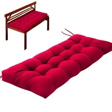 파스드코입 벤치 쿠션 넥타이가 달린 파티오 가구 실내/외 주방 및 식사를 위한 부드러운 쿠션(다크 그레이 39 * 19.7인치), Wine Red, 35*19.7in