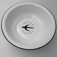 tête-à-tête 琺瑯碗，附蓋雜貨罐，SWALLOW SERVICES 燕子圖案, 白色燕子搪瓷盆, 1個