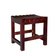 實木浴室凳 防滑防水浴室椅 簡約時尚穿鞋凳 多功能置物架, 胡桃色