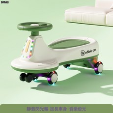DFMEI 兒童扭扭車溜溜寶寶一歲玩具滑行車1-3-8推把男女孩滑滑車搖搖車, 1個, 森林綠+PU靜音閃光輪