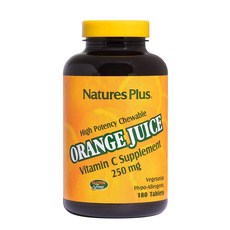 Natures Plus 橘子汁咀嚼維生素C錠, 1個, 180 件