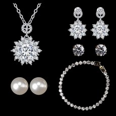 메르베 천연 다이아몬드 목걸이 귀걸이 팔찌 주얼리 5종세트