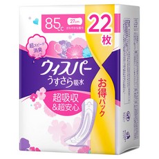 whisper 好自在 超薄成人衛生護墊 85cc, 1個, 22個墊子