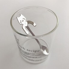 고양이 커피 스푼 스테인 귀여운 컵걸이 티스푼, 1개, 실버 1개