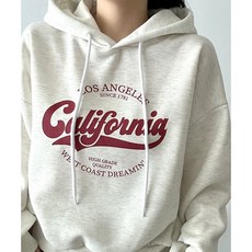 [경량기모/후드] 가볍고 따뜻한 캘리포니아 레터링 프린팅 세미 크롭 후드 국내생산