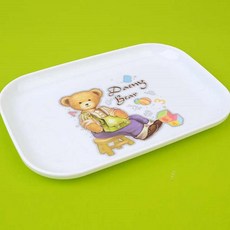 곰돌이 캐릭터 유아 간식 미니 접시 가벼운 아동식판, 1개