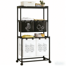 이동식 빨래바구니 세탁바구니 분리형 빨래바구니 이동식 다단 수납세탁용