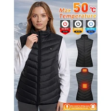 여성용 스마트 발열 조끼 27/15/2 구역 난방 4가지 조절 기능 최대 45도로 3단계 온도 조절 겨울 출퇴근/휴