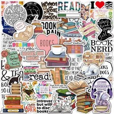 Joyppy 킨들용 책 스티커 50개 책 물병 노트북용 책 애호가 스티커 액세서리 어린이 청소년 성인용 선물, Reading-b