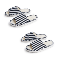 1+1 스트라이프 지압 거실화 실내화 사무실 슬리퍼, 1개, 네이비+네이비