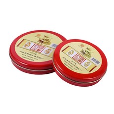 圓形鐵盒布面工藝印泥，紅色，快乾, 1個, 印泥