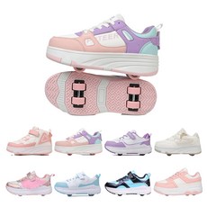 PHTEER 롤러슈즈 편한 바퀴달린 운동화 4륜 F06, 핑크색, 1개