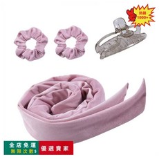 蝴蝶結睡眠卷髮器，懶人波浪發卷，不傷發發繩, 1個, 升級⭐【綁髮帶+髮圈*2+抓夾】-粉色4