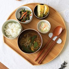 나무 반달트레이 원목 우드 혼밥 카페 반달 트레이 1인 쟁반, 대나무, 1개