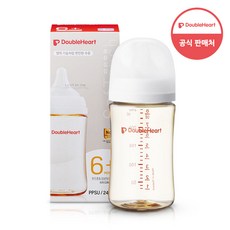 더블하트 모유실감 3세대 PPSU 제뉴인화이트 젖병, 1개, 240ml, 제뉴인화이트(L 젖꼭지)