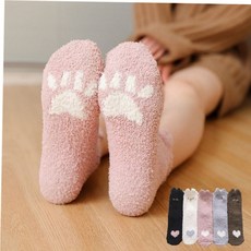 여성수면양말 강아지 캐릭터 수면양말 극세사 보온 후리스 롱 양말