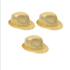 파티 반짝이 신사 모자, 골드, 3개