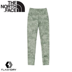 The North Face 女 排汗透氣緊身褲 灰綠 吸濕排汗
