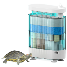 烏龜缸過濾器，360度循環過濾，靜音水泵，多層過濾系統，易清洗，適用各種大小龜缸, 1個, 8W