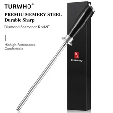 맷돌 TURWHO 다이아몬드 칼 숫돌 막대 연마기 내구성 높은 탄소 스테인레스 스틸 호닝 주방 도구 23cm, 01 Black, 01 23CM, 1개