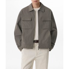 무신사스탠다드 나일론 크리즈 더블 포켓 집업 재킷 카키 그레이 1626896