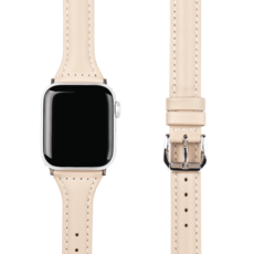 모할랩 애플워치 호환 슬림 가죽 버클 스트랩 + 보호필름, 03크림, 42mm, 블루투스