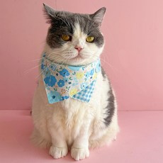 고양이 코튼 스카프 강아지 삼각 케이프, 1개, 블루꽃