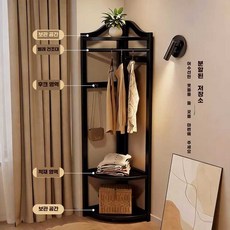 원목행거 코너옷걸이 코트걸이 제품 원목수납선반 스탠드행거 가정용행거 수납행거 침실행거, 코너 코트랙 (화이트 - 소형)