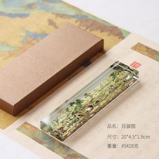 新品 透明水晶玻璃鎮紙書法鎮尺中國風寫毛筆字壓板專用 副廠商品, 1個, 百駿圖 含錦盒
