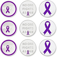 PinMart 골프 볼 마커 썬캡 모자 필드용품 핀마트 믹스 번들 9종 골프공 팩 남녀 액세서리, Purple Ribbon Awareness