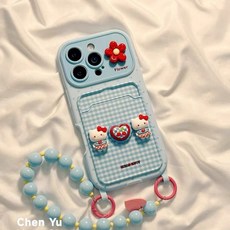 키티 아이폰 17 카드 수납 스트랩 케이스