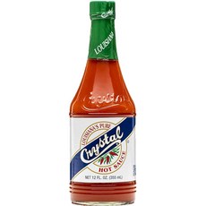 크리스탈 루이지애나 퓨어 핫 소스 12온스 숙성 카이엔 페퍼 중간 매운맛 검보부터 블러디 메리 아마존 독점 레시피 카드 포함, 1개