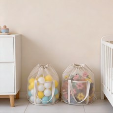 대용량 메쉬 장난감 정리함, 1개, 아이보리