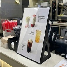 디모어 아크릴 A자형 단면 POP 스탠드 메뉴판 포스터 거치대 카페 안내문 꽂이 블랙, 2개