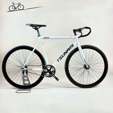 쓰나미픽시자전거 중학생 입문용 SNM100 불꽃블랙 완차 브레이크포함, 55cm, 화이트블랙, 1개, 55cm