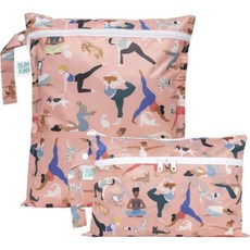 범킨스 방수 물티슈 및 포장 파우치 TSA 항공사 준수 아기용 팩 여행 수영복 천 기저귀 펌프 부품 체육복 세면도구 어린이집 지퍼백 4개 오션 라이프 블루, B4 Yoga Pals