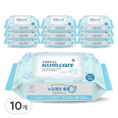 누리케어 아기물티슈 순한 대용량 휴대용물티슈 10매 72매 102매, 톡톡주방행주티슈, 10개, 70개입
