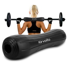 KIRVOITA 고무 바벨 패드 스쿼트 힙 스러스트 쉬운 설치 스트랩 필요 없음 무거운 무게 및 낮은 모두용(39.4 x 8.9 8.9cm(15.5 3.5 3.5인치), 블랙