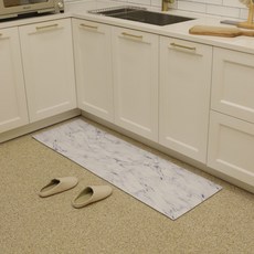 illao Kitchen 現代 PVC 廚房墊大理石, 白色的