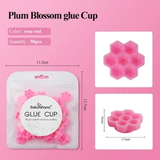 50/100개 실리콘 일회용 글루 링 컵 다이아몬드 모양 속눈썹 연장 용품 컬러 홀더, 06 Plum blossom2(50pcs)