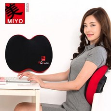 [MIYO]미요쿠션 바른자세 도우미 등받이 쿠션 등쿠션 허리베개 사무실 수험생, 블랙/레드