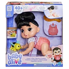[4] Baby Alive Crawl 'n Play Katie Kat 전자 크롤링 아기 인형 세트 블랙 헤어 만 3세 이상 여아 및 남아용 어린이 장난감 27.9cm(10, [4] Baby Alive Crawl 'n Play K