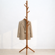 바로바잉 간편설치 튼튼한 스탠드 옷걸이, 원목