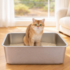 핑크트리샵 스텐 고양이 화장실, 1개, 실버